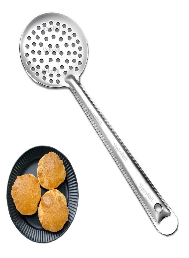 Velofeil مغرفة طهي متعددة الأغراض من الفولاذ المقاوم للصدأ بمقبض كبير من فيلوفيل، طولها 36 سم، مناسبة للقلي العميق وتصفية البوري والبطاطس المقلية وغيرها الكثير من المواد الغذائية. - Image 1